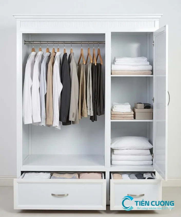 Tủ quần áo nhôm kính cánh lùa đẹp