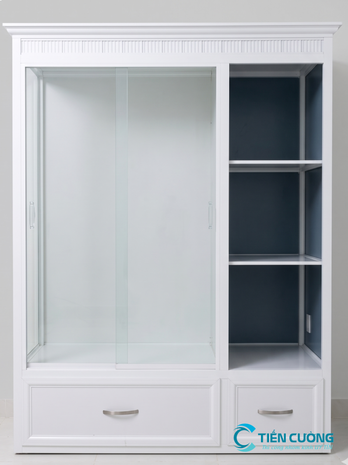 Tủ quần áo nhôm kính cửa lùa tiết kiệm diện tích