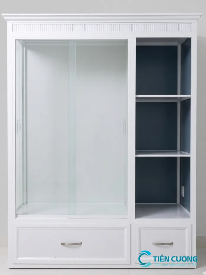 Tủ quần áo nhôm kính cửa lùa tiết kiệm diện tích