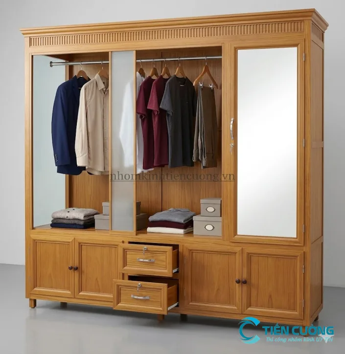 Phòng Ngủ Và Những Lưu Ý Khi Đặt Tủ Quần Áo Nhôm Kính Đẹp Chuẩn - hình ảnh thực tế tủ quần áo nhôm kính vân gỗ đẹp cho phòng ngủ