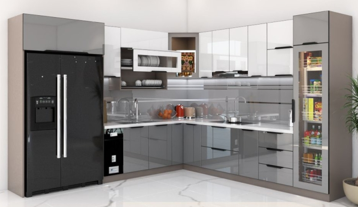 Tủ bếp nhôm kính cường lực đẹp