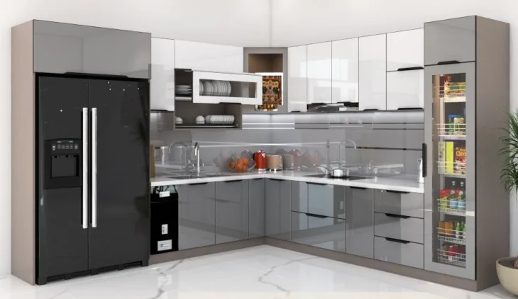 Tủ bếp nhôm kính cường lực đẹp